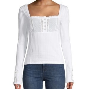 NWT Free People White Peasant Square Neck T